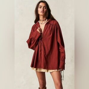 NWT - Free People We the Free Saltwater Shirt in Burnt Henna - Large
